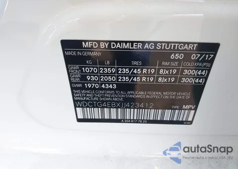 2018 Mercedes-Benz Gla 250 из США, поврежденный, VIN WDCTG4EBXJJ423412